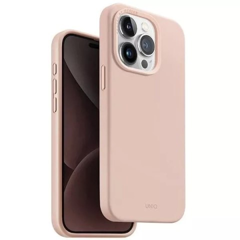 UNIQ Etui UNIQ Lino Hue do iPhone 15 Pro 6.1" Magclick Charging różowy/blush pink UNIQ Etui UNIQ Lino Hue do iPhone 15 Pro 6.1" Magclick Charging różowy/blush pink
