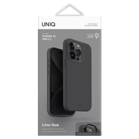UNIQ Etui UNIQ Lino Hue do iPhone 15 Pro 6.1" Magclick Charging szary/charcoal grey UNIQ Etui UNIQ Lino Hue do iPhone 15 Pro 6.1" Magclick Charging szary/charcoal grey