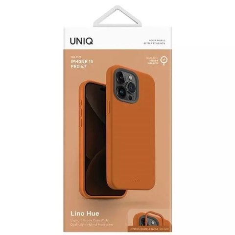 UNIQ Etui UNIQ Lino Hue do iPhone 15 Pro Max 6.7" Magclick Charging pomarańczowy/sunset orange UNIQ Etui UNIQ Lino Hue do iPhone 15 Pro Max 6.7" Magclick Charging pomarańczowy/sunset orange