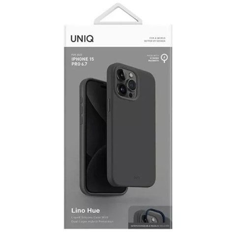 UNIQ Etui UNIQ Lino Hue do iPhone 15 Pro Max 6.7" Magclick Charging szary/charcoal grey UNIQ Etui UNIQ Lino Hue do iPhone 15 Pro Max 6.7" Magclick Charging szary/charcoal grey