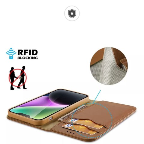 Dux Ducis Etui portfel z blokadą RFID do iPhone 15 Plus Dux Ducis Hivo - brązowe Dux Ducis Etui portfel z blokadą RFID do iPhone 15 Plus Dux Ducis Hivo - brązowe
