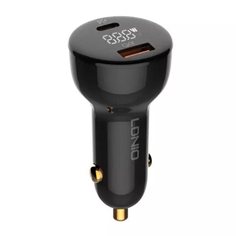 LDNIO Ładowarka samochodowa LDNIO C101, USB + USB-C, 100W + kabel USB-C do Lightning (czarna)