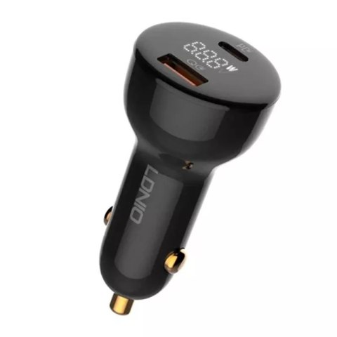 LDNIO Ładowarka samochodowa LDNIO C101, USB + USB-C, 100W + kabel USB-C do USB-C (czarna) LDNIO Ładowarka samochodowa LDNIO C101, USB + USB-C, 100W + kabel USB-C do USB-C (czarna)