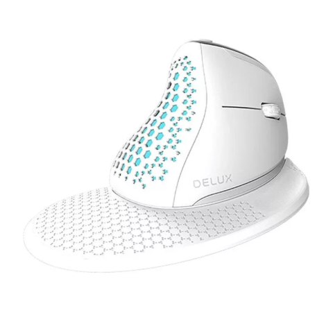 Delux Bezprzewodowa mysz pionowa Delux M618XSD BT+2.4G RGB (biała) Delux Bezprzewodowa mysz pionowa Delux M618XSD BT+2.4G RGB (biała)
