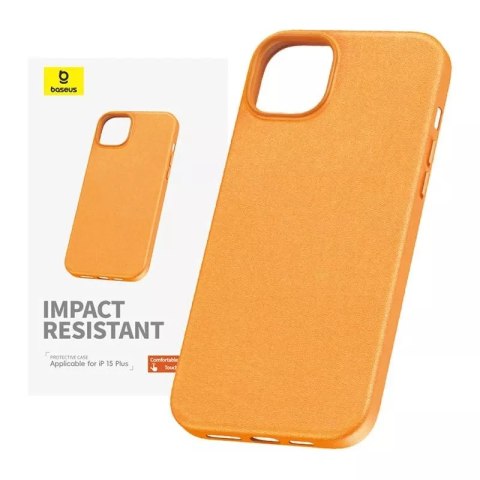Baseus Etui na telefon iPhone 15 Plus Baseus Fauxther Series (Pomarańczowy)