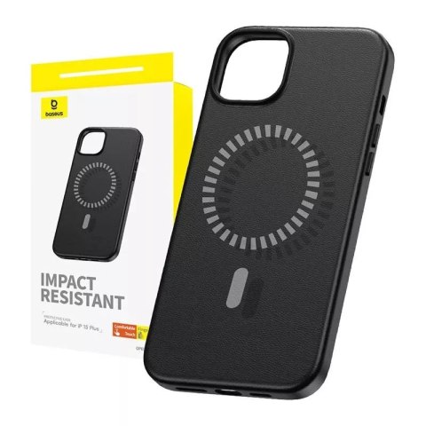 Baseus Magnetyczne Etui na telefon iPhone 15 Plus Baseus Fauxther Series (Czarne) Baseus Magnetyczne Etui na telefon iPhone 15 Plus Baseus Fauxther Series (Czarne)