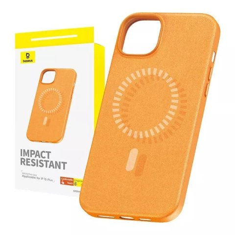 Baseus Magnetyczne Etui na telefon iPhone 15 Plus Baseus Fauxther Series (Pomarańczowe) Baseus Magnetyczne Etui na telefon iPhone 15 Plus Baseus Fauxther Series (Pomarańczowe)