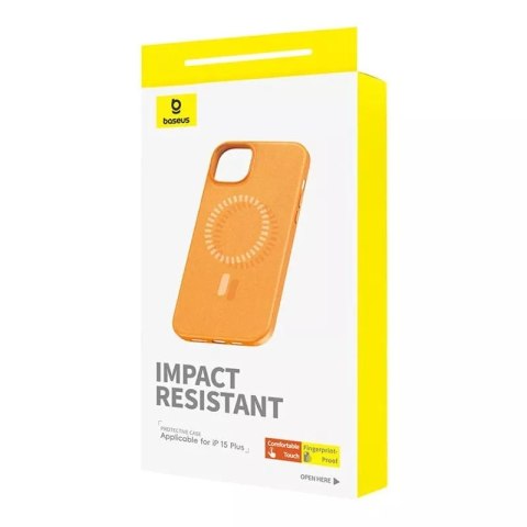 Baseus Magnetyczne Etui na telefon iPhone 15 Plus Baseus Fauxther Series (Pomarańczowe) Baseus Magnetyczne Etui na telefon iPhone 15 Plus Baseus Fauxther Series (Pomarańczowe)