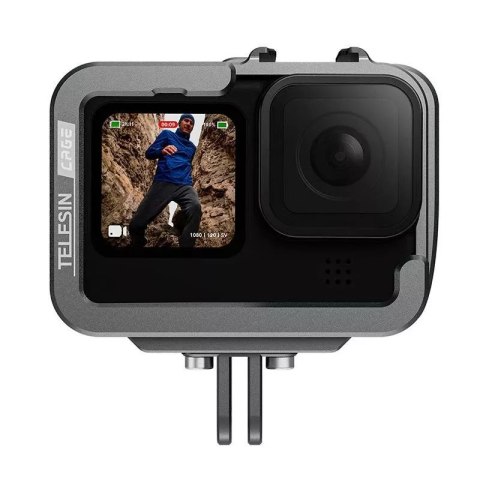 Telesin Alumuniowa obudowa zabezpieczająca Telesin do GoPro Hero 11 / 10 / 9 z uchwytem pionowym Telesin Alumuniowa obudowa zabezpieczająca Telesin do GoPro Hero 11 / 10 / 9 z uchwytem pionowym