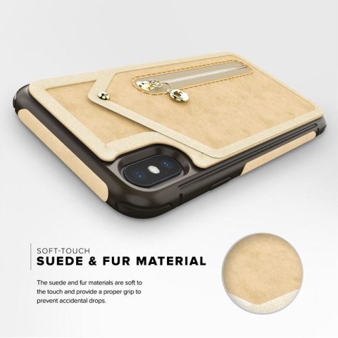 Zizo Nebula Wallet Case - Skórzane etui iPhone X z kieszeniami na karty + saszetka na zamek + szkło 9H na ekran (Tan/Brown) Zizo Nebula Wallet Case - Skórzane etui iPhone X z kieszeniami na karty + saszetka na zamek + szkło 9H na ekran (Tan/Brown)