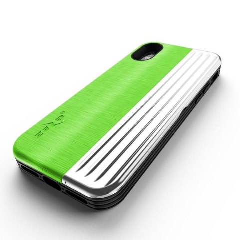 Zizo Retro Series - Etui iPhone Xs / X z kieszenią na karty + podstawka + szkło 9H na ekran (Neon Green/Silver) Zizo Retro Series - Etui iPhone Xs / X z kieszenią na karty + podstawka + szkło 9H na ekran (Neon Green/Silver)