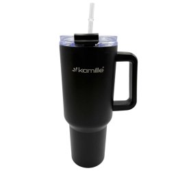 KAMILLE STALOWY KUBEK TERMICZNY TERMOS 1200ml Z RĄCZKĄ I SŁOMKĄ KM-2172