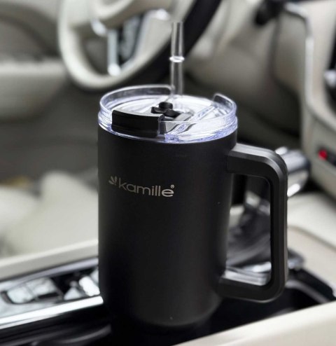 KAMILLE STALOWY KUBEK TERMICZNY TERMOS 1200ml Z RĄCZKĄ I SŁOMKĄ KM-2172 KAMILLE STALOWY KUBEK TERMICZNY TERMOS 1200ml Z RĄCZKĄ I SŁOMKĄ KM-2172