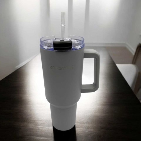 KAMILLE STALOWY KUBEK TERMICZNY TERMOS 1200ml Z RĄCZKĄ I SŁOMKĄ KM-2173 KAMILLE STALOWY KUBEK TERMICZNY TERMOS 1200ml Z RĄCZKĄ I SŁOMKĄ KM-2173