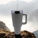 KAMILLE STALOWY KUBEK TERMICZNY TERMOS 1200ml Z RĄCZKĄ I SŁOMKĄ KM-2173