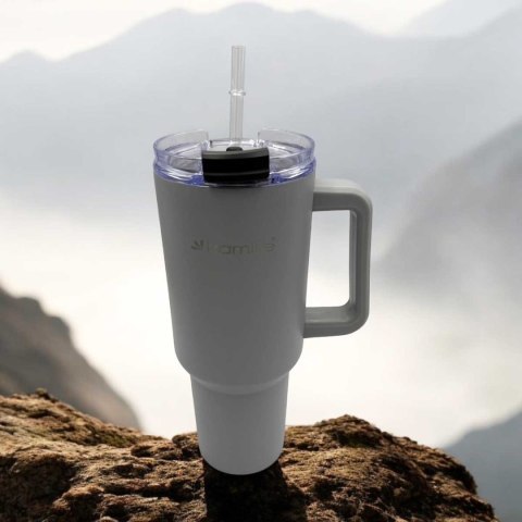 KAMILLE STALOWY KUBEK TERMICZNY TERMOS 1200ml Z RĄCZKĄ I SŁOMKĄ KM-2173 KAMILLE STALOWY KUBEK TERMICZNY TERMOS 1200ml Z RĄCZKĄ I SŁOMKĄ KM-2173
