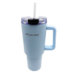 KAMILLE STALOWY KUBEK TERMICZNY TERMOS 1200ml Z RĄCZKĄ I SŁOMKĄ KM-2174
