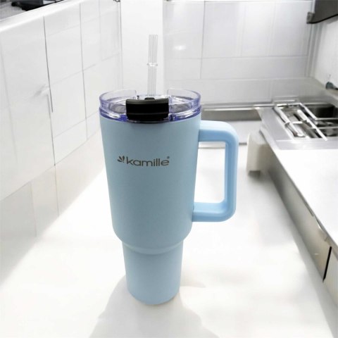 KAMILLE STALOWY KUBEK TERMICZNY TERMOS 1200ml Z RĄCZKĄ I SŁOMKĄ KM-2174 KAMILLE STALOWY KUBEK TERMICZNY TERMOS 1200ml Z RĄCZKĄ I SŁOMKĄ KM-2174