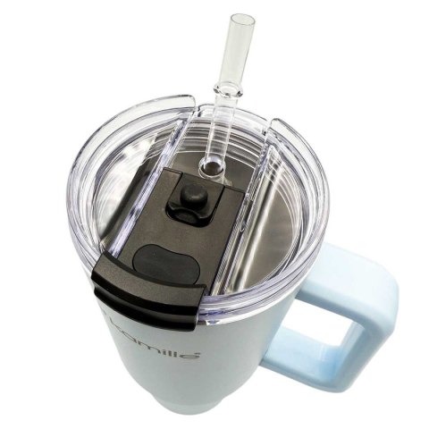 KAMILLE STALOWY KUBEK TERMICZNY TERMOS 1200ml Z RĄCZKĄ I SŁOMKĄ KM-2174 KAMILLE STALOWY KUBEK TERMICZNY TERMOS 1200ml Z RĄCZKĄ I SŁOMKĄ KM-2174