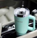 KAMILLE STALOWY KUBEK TERMICZNY TERMOS 1200ml Z RĄCZKĄ I SŁOMKĄ KM-2175