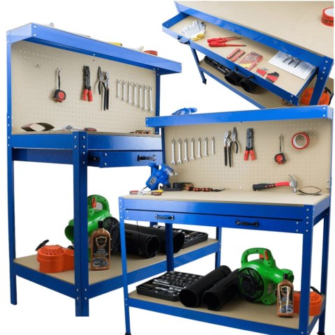 E-hurtownia Solidny Stół Warsztatowy z Szufladą Haki Uchwyty 100 kg 115x55 cm E-hurtownia Solidny Stół Warsztatowy z Szufladą Haki Uchwyty 100 kg 115x55 cm