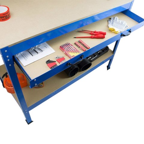 E-hurtownia Solidny Stół Warsztatowy z Szufladą Haki Uchwyty 100 kg 115x55 cm E-hurtownia Solidny Stół Warsztatowy z Szufladą Haki Uchwyty 100 kg 115x55 cm