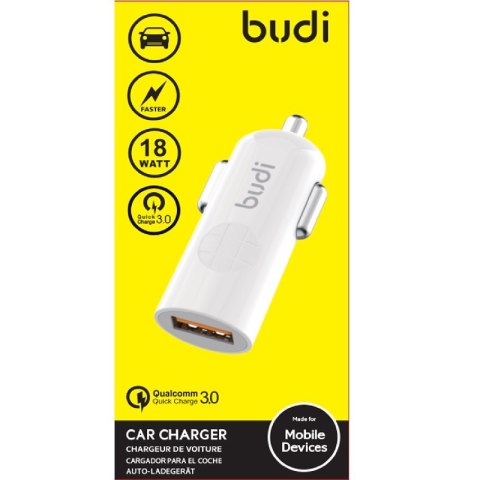 Budi - Ładowarka samochodowa USB, 18W, QC3.0 (Biały) Budi - Ładowarka samochodowa USB, 18W, QC3.0 (Biały)
