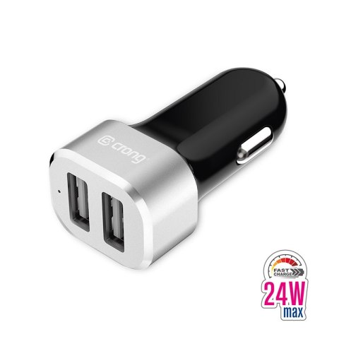 Crong Power Car Charger 24W - Ładowarka samochodowa 2xUSB 2.4A (aluminium) Crong Power Car Charger 24W - Ładowarka samochodowa 2xUSB 2.4A (aluminium)