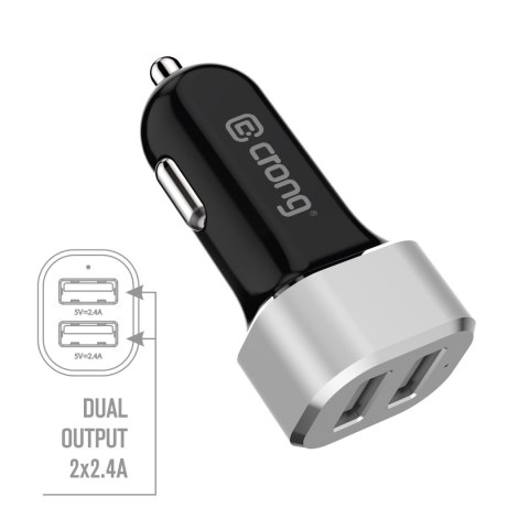 Crong Power Car Charger 24W - Ładowarka samochodowa 2xUSB 2.4A (aluminium) Crong Power Car Charger 24W - Ładowarka samochodowa 2xUSB 2.4A (aluminium)