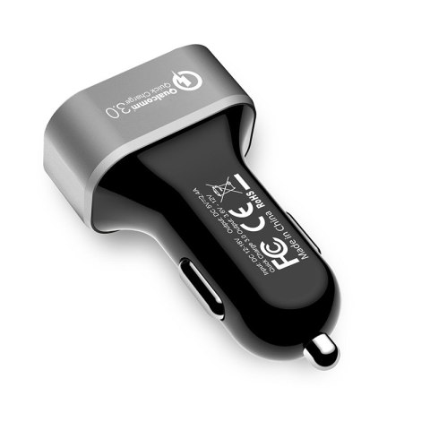 Crong Power Car Charger 30W - Ładowarka samochodowa USB QuickCharge 3.0 + USB 2.4A (aluminium) Crong Power Car Charger 30W - Ładowarka samochodowa USB QuickCharge 3.0 + USB 2.4A (aluminium)