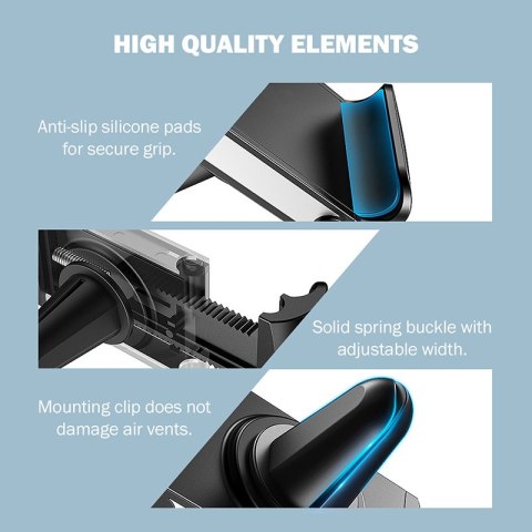 Crong Universal Smart Car Holder - Uniwersalny uchwyt samochodowy do telefonu 4"-6,5" (czarny) Crong Universal Smart Car Holder - Uniwersalny uchwyt samochodowy do telefonu 4"-6,5" (czarny)