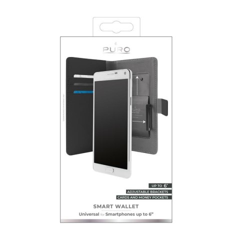 PURO Smart Wallet - Uniwersalne etui z uchwytem do robienia zdjęć z kieszonkami na karty i pieniądze, rozmiar XXL (czarny) PURO Smart Wallet - Uniwersalne etui z uchwytem do robienia zdjęć z kieszonkami na karty i pieniądze, rozmiar XXL (czarny)