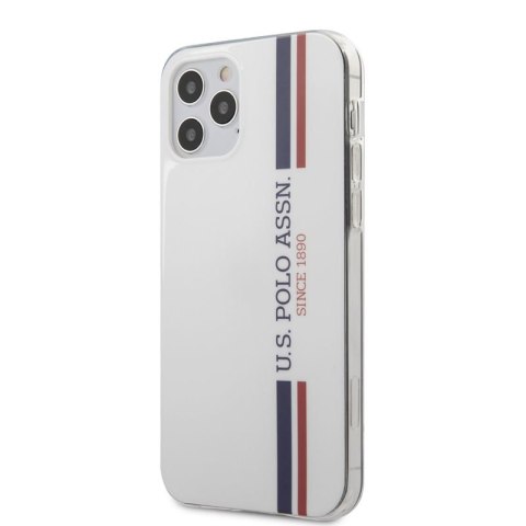 US Polo Assn Shiny Tricolor Stripes - Etui iPhone 12 / iPhone 12 Pro (biały) US Polo Assn Shiny Tricolor Stripes - Etui iPhone 12 / iPhone 12 Pro (biały)
