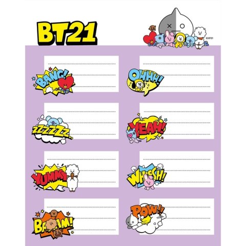 BT21 - Zestaw 16 naklejek na zeszyty / książki BT21 - Zestaw 16 naklejek na zeszyty / książki