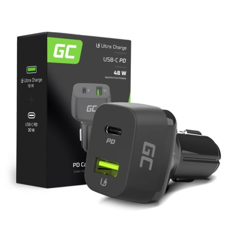 Green Cell - Ładowarka samochodowa USB-C Power Delivery + USB-A Quick Charge 3.0 Green Cell - Ładowarka samochodowa USB-C Power Delivery + USB-A Quick Charge 3.0