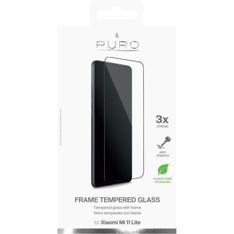 PURO Frame Tempered Glass - Szkło ochronne hartowane na ekran Xiaomi Mi 11 LITE (czarna ramka) PURO Frame Tempered Glass - Szkło ochronne hartowane na ekran Xiaomi Mi 11 LITE (czarna ramka)