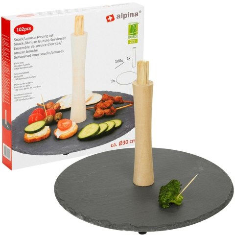 Alpina - Zestaw do serwowania przekąsek 30 cm (taca i patyczki) Alpina - Zestaw do serwowania przekąsek 30 cm (taca i patyczki)