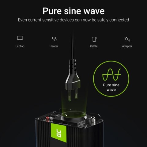 Green Cell - Przetwornica napięcia Inwerter 12V na 230V 500W/1000W Czysta sinusoida Green Cell - Przetwornica napięcia Inwerter 12V na 230V 500W/1000W Czysta sinusoida