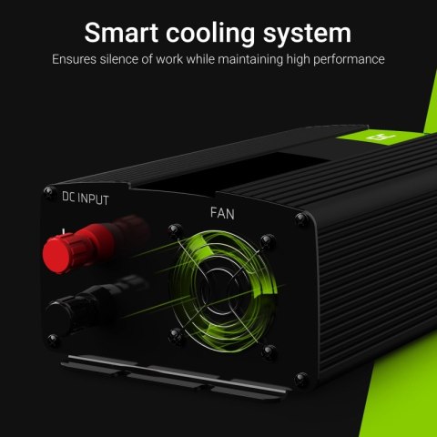 Green Cell - Przetwornica napięcia Inwerter 12V na 230V 500W/1000W Czysta sinusoida Green Cell - Przetwornica napięcia Inwerter 12V na 230V 500W/1000W Czysta sinusoida