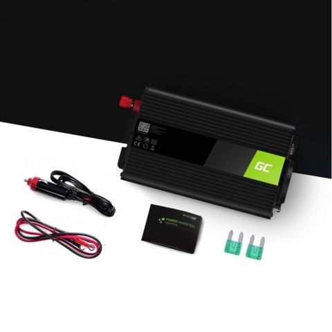 Green Cell - Przetwornica napięcia Inwerter 12V na 230V 500W/1000W Czysta sinusoida Green Cell - Przetwornica napięcia Inwerter 12V na 230V 500W/1000W Czysta sinusoida