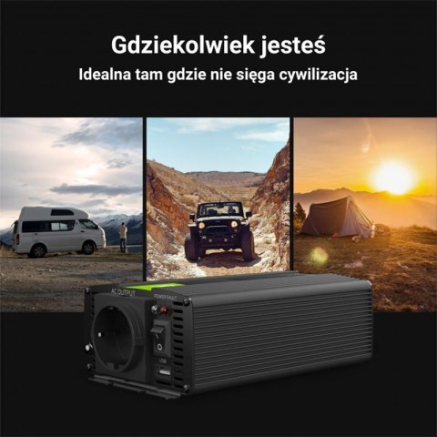 Green Cell - Przetwornica napięcia Inwerter 24V na 230V 500W/1000W Modyfikowana sinusoida Green Cell - Przetwornica napięcia Inwerter 24V na 230V 500W/1000W Modyfikowana sinusoida