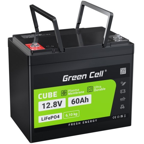 Green Cell - Akumulator LiFePO4 12V 12.8V 60Ah do systemów fotowoltaicznych, kamperów i łódek Green Cell - Akumulator LiFePO4 12V 12.8V 60Ah do systemów fotowoltaicznych, kamperów i łódek