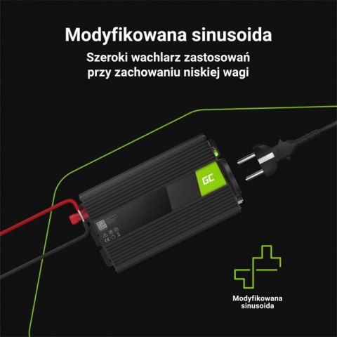 Green Cell - Przetwornica napięcia Inwerter 24V na 230V 300W/600W Modyfikowana sinusoida Green Cell - Przetwornica napięcia Inwerter 24V na 230V 300W/600W Modyfikowana sinusoida