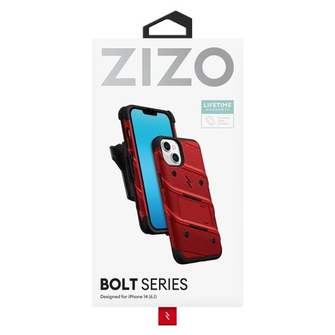 ZIZO BOLT Series - Pancerne etui iPhone 14 ze szkłem 9H na ekran + uchwyt z podstawką (czerwony) ZIZO BOLT Series - Pancerne etui iPhone 14 ze szkłem 9H na ekran + uchwyt z podstawką (czerwony)