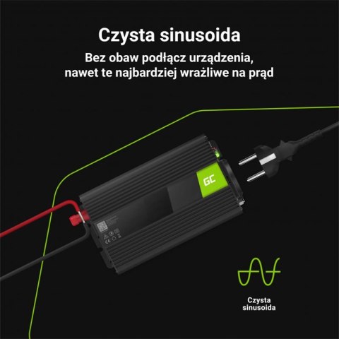 Green Cell - Przetwornica napięcia Inwerter 24V na 230V 500W/1000W Czysta sinusoida Green Cell - Przetwornica napięcia Inwerter 24V na 230V 500W/1000W Czysta sinusoida