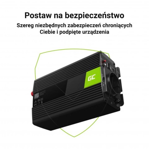 Green Cell - Przetwornica napięcia Inwerter 24V na 230V 500W/1000W Czysta sinusoida Green Cell - Przetwornica napięcia Inwerter 24V na 230V 500W/1000W Czysta sinusoida