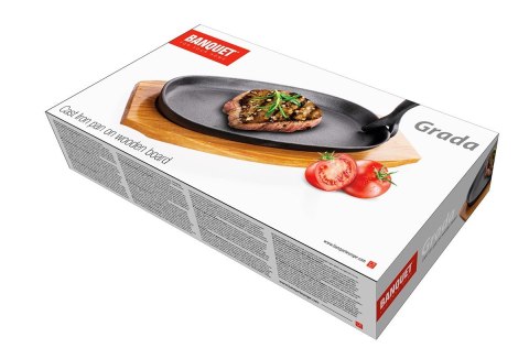 BANQUET TALERZ PÓŁMISEK PATELNIA ŻELIWNA Z DESKĄ BANQUET GRADA BANQUET TALERZ PÓŁMISEK PATELNIA ŻELIWNA Z DESKĄ BANQUET GRADA