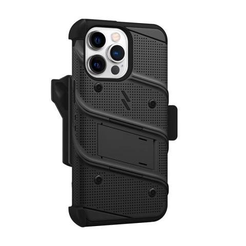 ZIZO BOLT Series - Pancerne etui iPhone 14 Pro Max ze szkłem 9H na ekran + uchwyt z podstawką (czarny) ZIZO BOLT Series - Pancerne etui iPhone 14 Pro Max ze szkłem 9H na ekran + uchwyt z podstawką (czarny)
