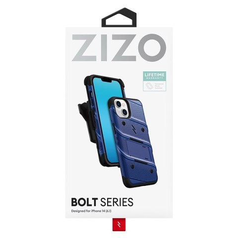 ZIZO BOLT Series - Pancerne etui iPhone 14 ze szkłem 9H na ekran + uchwyt z podstawką (niebieski) ZIZO BOLT Series - Pancerne etui iPhone 14 ze szkłem 9H na ekran + uchwyt z podstawką (niebieski)