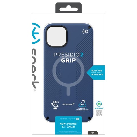 Speck Presidio2 Grip MagSafe - Antypoślizgowe etui iPhone 14 Plus (Coastal Blue / Black / White) Speck Presidio2 Grip MagSafe - Antypoślizgowe etui iPhone 14 Plus (Coastal Blue / Black / White)